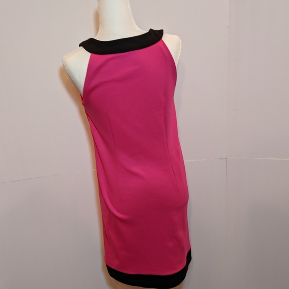 Ann Taylor Loft Women''s Dress- Size 2 Pink with Black Trim Sleeveless - Picture 3 of 7